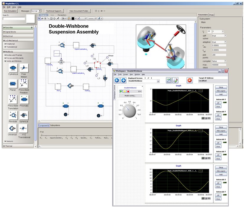 MapleSim™ Connector für LabVIEW™ und NI VeriStand™-Software